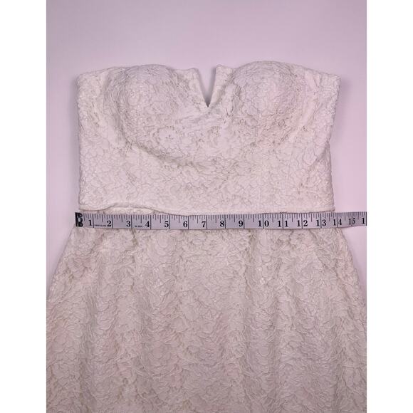 Donna Morgan Collection White Strapless Lace Sweetheart Mini Dress Size 6 - Picture 10 of 14